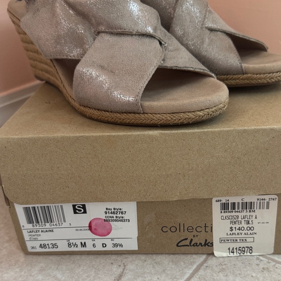 Clarks Metallic Wedge Sandals - Picture 7 of 7
